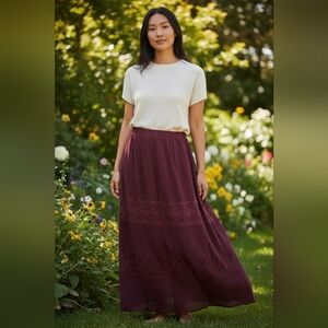 Skies Are Blue Deep Red Maxi Skirt